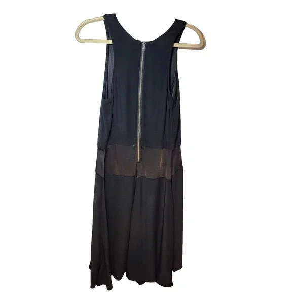 Sanctuary Sleeveless Black Dress Drop Waist Rear Zip Hi Low Hem Small LBD Y2K - Picture 2 of 7
